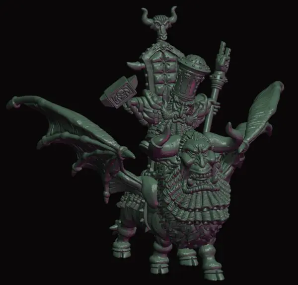 Evil Dwarf High Priest on Mount — tabletop miniature by Yellow Imp Miniatures