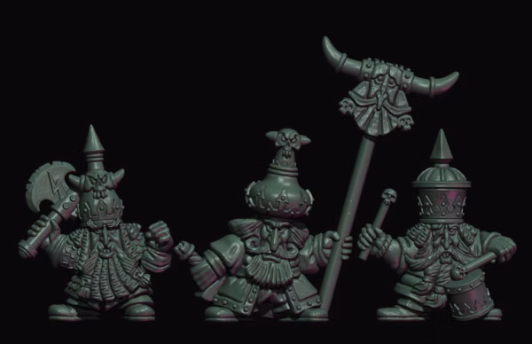 Chaos Dwarf Command Group — 3D-printed tabletop miniature by Yellow Imp Miniatures