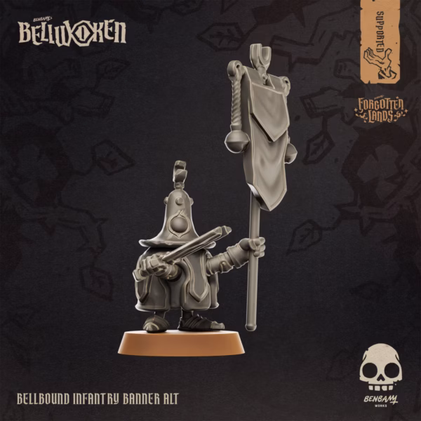 Bellbound Infantry Banner - Alt — tabletop miniature by Yellow Imp Miniatures